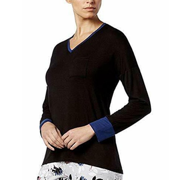 Alfani Long Sleeve Colorblock Contrast Cuff PJ Top - Picture 1 of 5